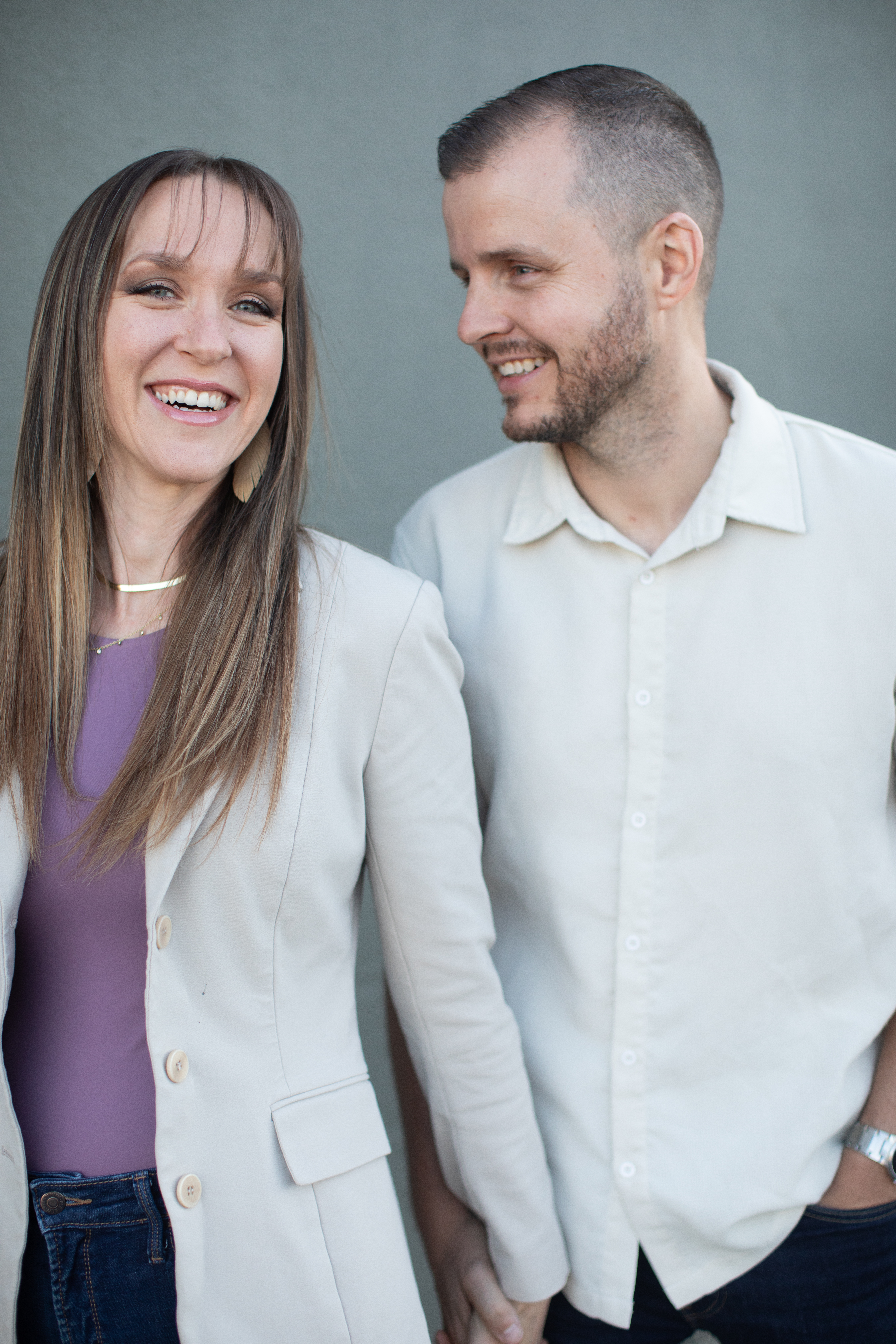 Austin and Rachel Holt laughing together
